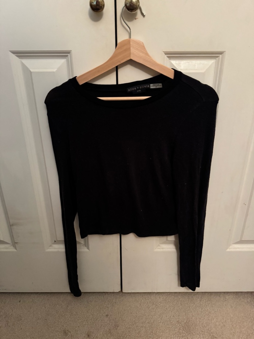 alice + olivia Black Long-Sleeve Top